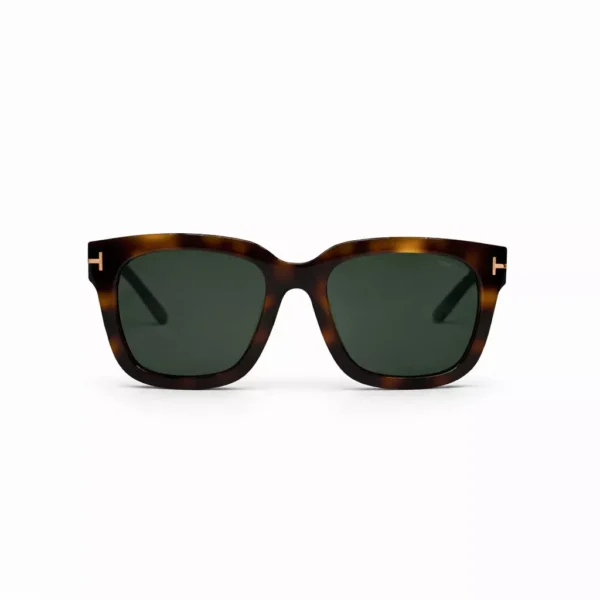 عینک آفتابی با فریم طرحدار مشکی نارنجی و لنز سبز تیره