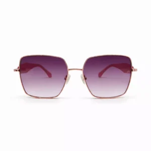 نمای روبه‌روی عینک آفتابی زنانه با فریم فلزی مربعی و محافظ UV400