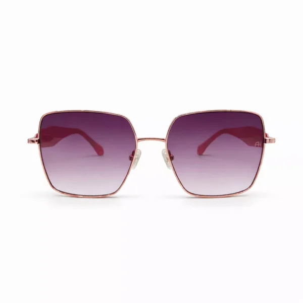 نمای روبه‌روی عینک آفتابی زنانه با فریم فلزی مربعی و محافظ UV400