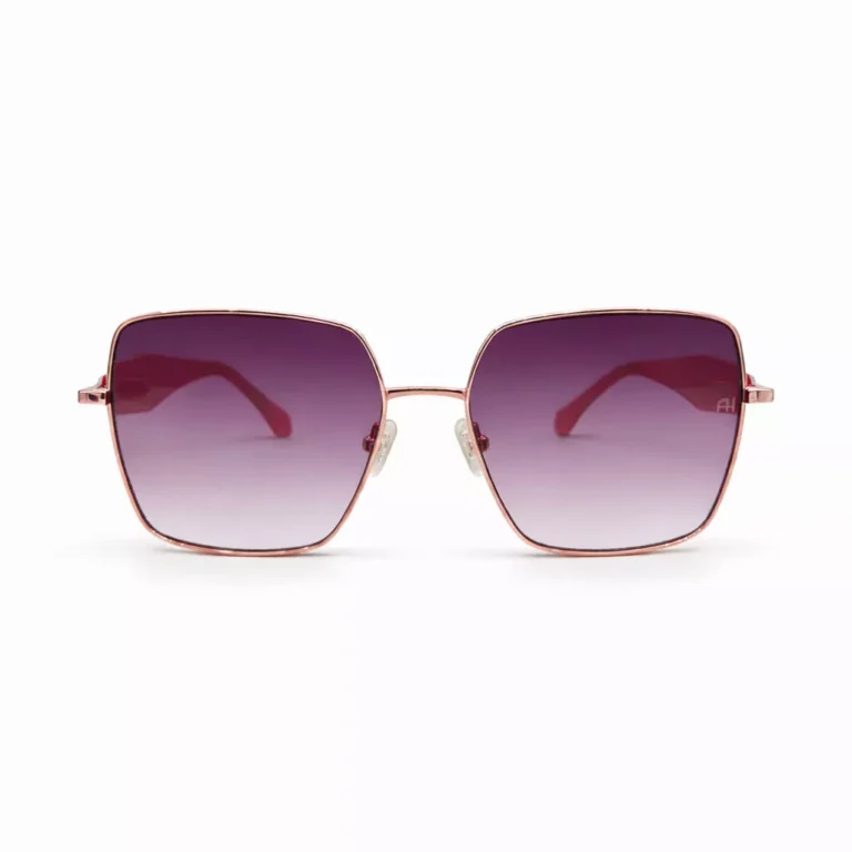 نمای روبه‌روی عینک آفتابی زنانه با فریم فلزی مربعی و محافظ UV400